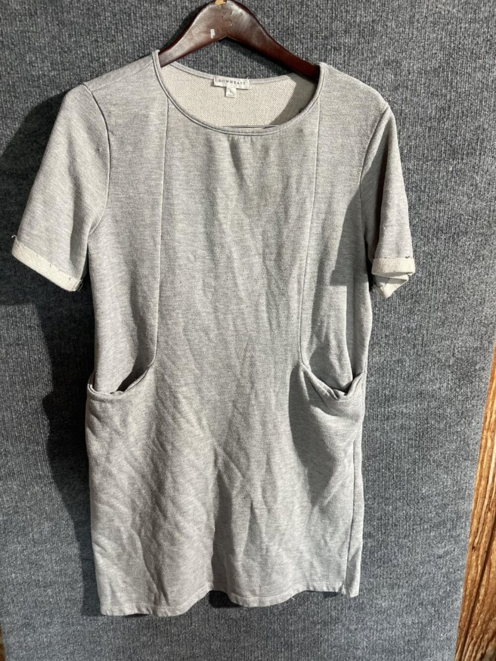 DownEast Dress Womens Large Gray T-Shirt French Terry Short Sleeve Pockets